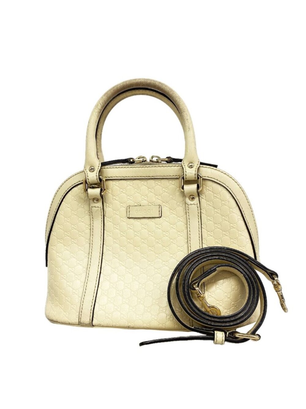 Gucci Handbag Micro Guccissima Leather Ivory Champagne Gold 2-Way Bag